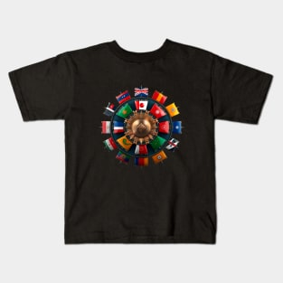 Medal Stamp with Flags Kids T-Shirt